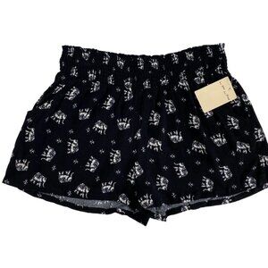 BeBop Shorts‎ Juniors' LARGE Black White Elephant Animal Print Comfort Soft NEW